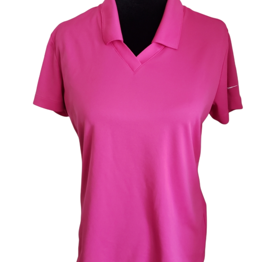 Nike Women's Dri-FIT Short Sleeve Vertical Mesh Polo M - Pink